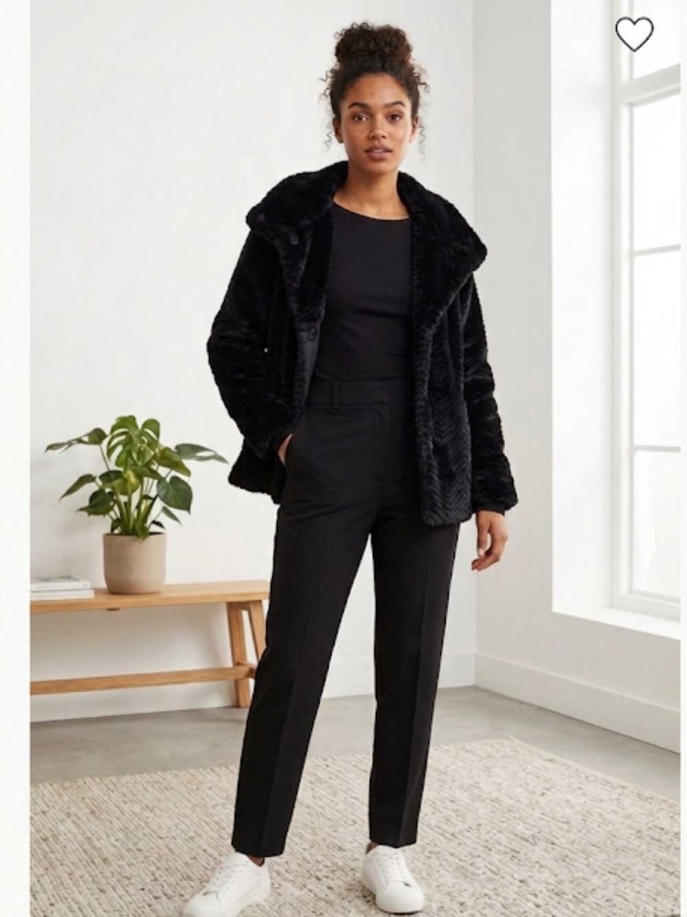 H&M Black Teddy Jacket Plush Cozy Zip-Up
